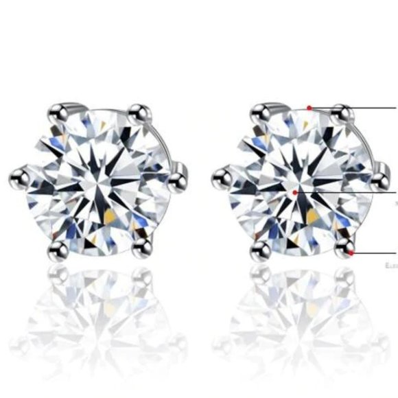NEW 2 CT Solitaire Diamond Silver Stud Earrings - Picture 8 of 8